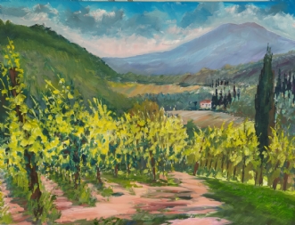 Toscana vinmark  by Peter Witt | maleri
