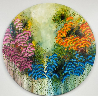 Circle of flowers by Eva Vig | maleri