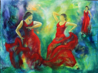 Dans med lyset by Helle Borg Hansen | maleri