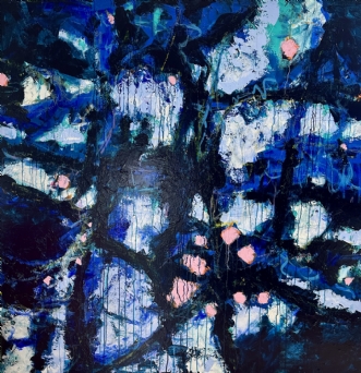 Blue happines on canvas af Inge Thøgersen