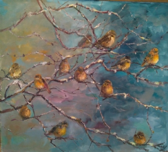 Fugle om vinteren by Margarita Katchan | maleri