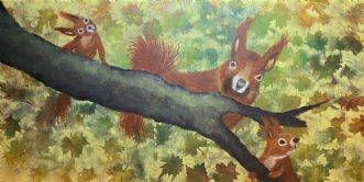 Squirrets family by Lene Lund-Jensen | maleri