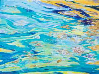 Moderne kunst af Blue green and yellow waterreflections af SteenR (Rasmussen)