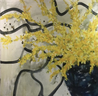 Gul blomst by Lisbeth Holst Gundersen | maleri