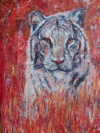 Tiger på vej by Yvonne Wiese | maleri