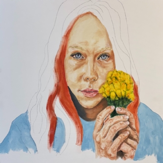 Pigen med blomstern.. by Peter Fuglsang | maleri