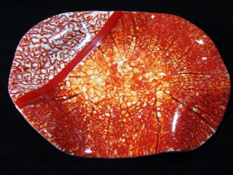 203 Floating Glass - Stort fad som rødglødende lava af Michael Kofod