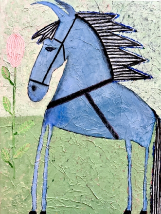 My little blue hors.. by Lone Gadegaard Dyrby | maleri