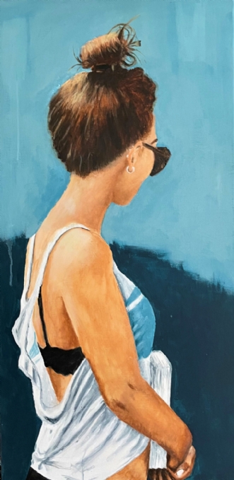 Kvinde med solbrill.. by Conni Ravn | maleri