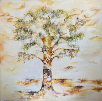 Livets træ - Maleri på lærred af Mette Hansgaard