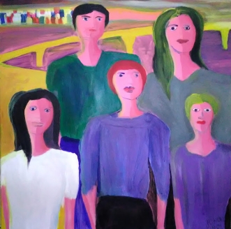 Familien på storbys.. by Rita Laila Jensen | maleri
