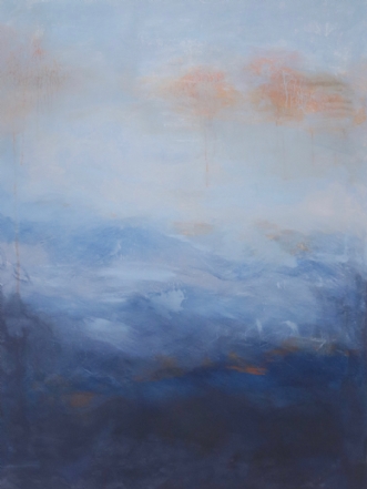 Høj sø med regn by Karen Margrethe Hartvig | maleri