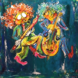Fagot og Cello by Lotte Seide | maleri