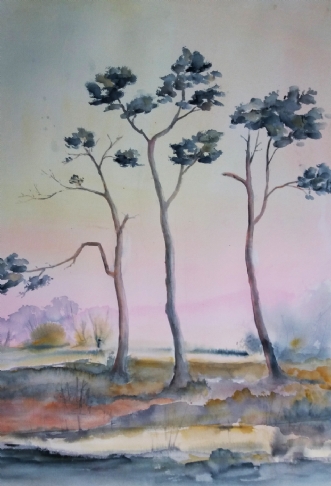 Fyrretræer by Ruth Jensen | maleri