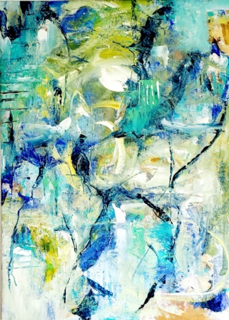Fugle på kvist by Ruth Christiansen | maleri